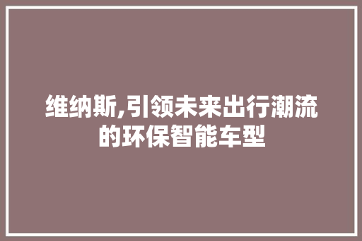 维纳斯,引领未来出行潮流的环保智能车型