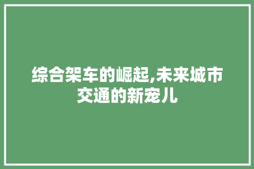 综合架车的崛起,未来城市交通的新宠儿