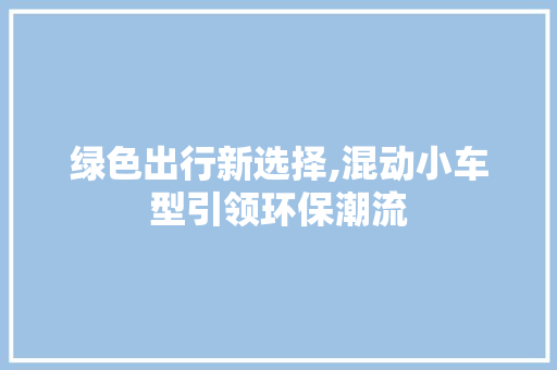 绿色出行新选择,混动小车型引领环保潮流