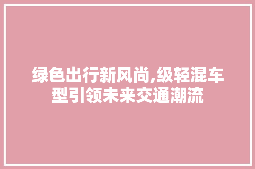 绿色出行新风尚,级轻混车型引领未来交通潮流