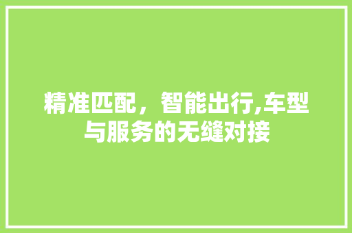 精准匹配，智能出行,车型与服务的无缝对接 车身配件