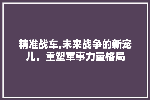 精准战车,未来战争的新宠儿，重塑军事力量格局