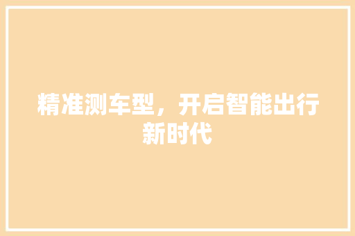 精准测车型，开启智能出行新时代