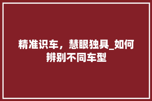 精准识车，慧眼独具_如何辨别不同车型
