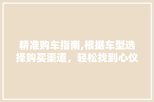 精准购车指南,根据车型选择购买渠道，轻松找到心仪座驾