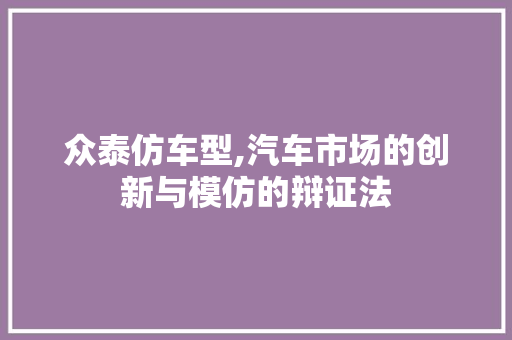 众泰仿车型,汽车市场的创新与模仿的辩证法