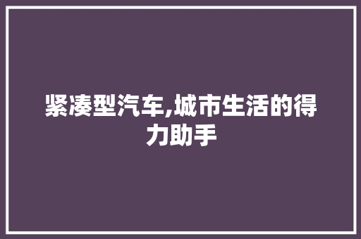 紧凑型汽车,城市生活的得力助手