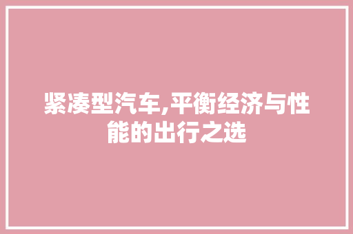 紧凑型汽车,平衡经济与性能的出行之选