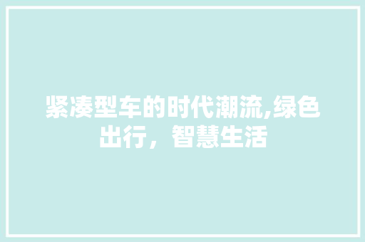 紧凑型车的时代潮流,绿色出行，智慧生活