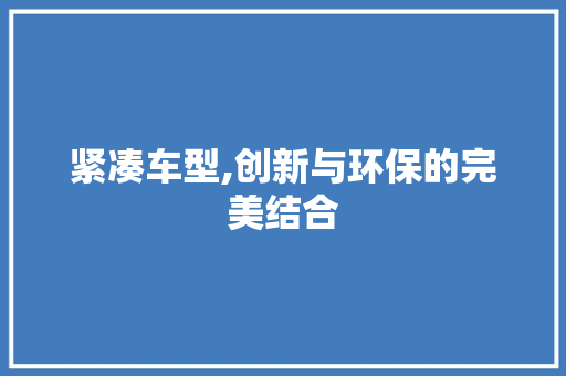 紧凑车型,创新与环保的完美结合