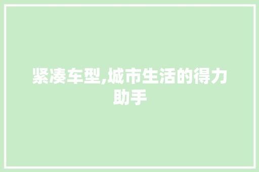 紧凑车型,城市生活的得力助手
