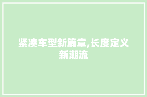 紧凑车型新篇章,长度定义新潮流