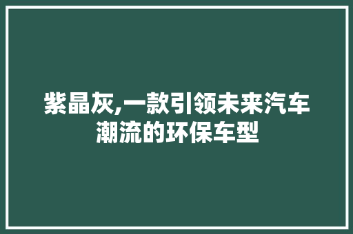 紫晶灰,一款引领未来汽车潮流的环保车型