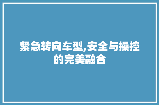 紧急转向车型,安全与操控的完美融合