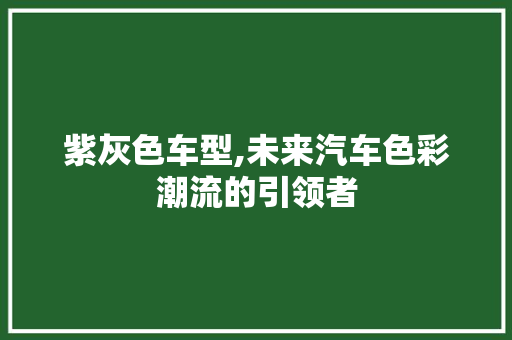 紫灰色车型,未来汽车色彩潮流的引领者