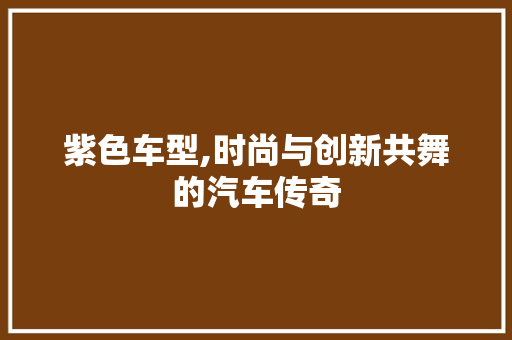 紫色车型,时尚与创新共舞的汽车传奇