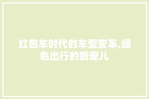 红包车时代的车型变革,绿色出行的新宠儿