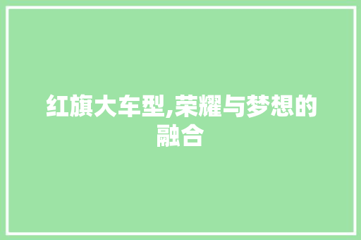 红旗大车型,荣耀与梦想的融合