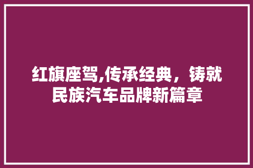 红旗座驾,传承经典，铸就民族汽车品牌新篇章 底盘配件
