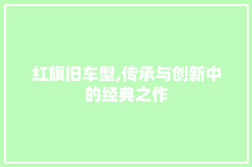 红旗旧车型,传承与创新中的经典之作 汽车配件