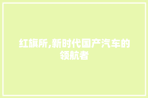 红旗所,新时代国产汽车的领航者