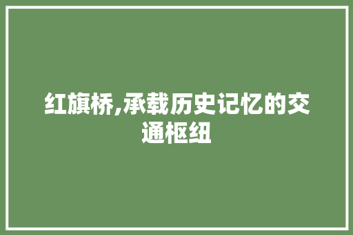 红旗桥,承载历史记忆的交通枢纽