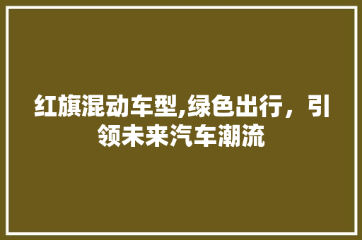 红旗混动车型,绿色出行，引领未来汽车潮流 新能源汽车