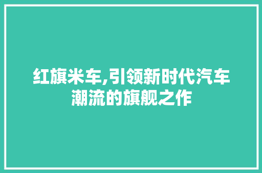 红旗米车,引领新时代汽车潮流的旗舰之作