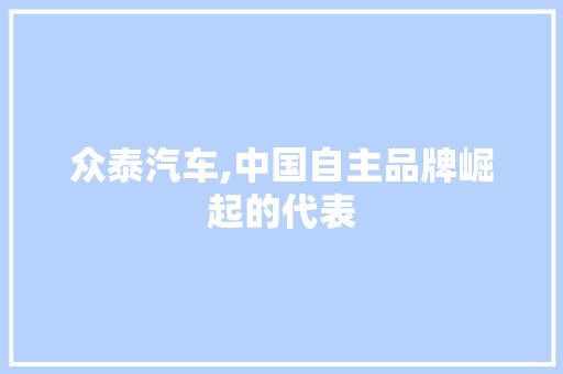 众泰汽车,中国自主品牌崛起的代表