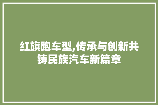 红旗跑车型,传承与创新共铸民族汽车新篇章