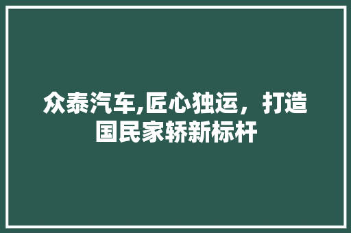 众泰汽车,匠心独运，打造国民家轿新标杆