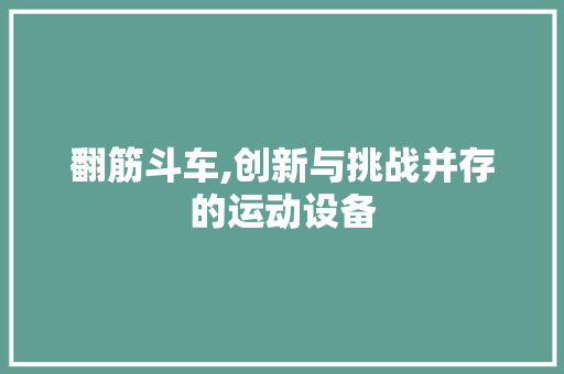 翻筋斗车,创新与挑战并存的运动设备