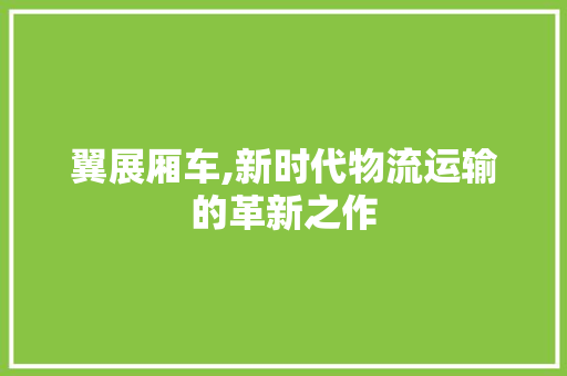 翼展厢车,新时代物流运输的革新之作