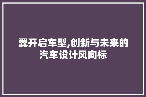 翼开启车型,创新与未来的汽车设计风向标