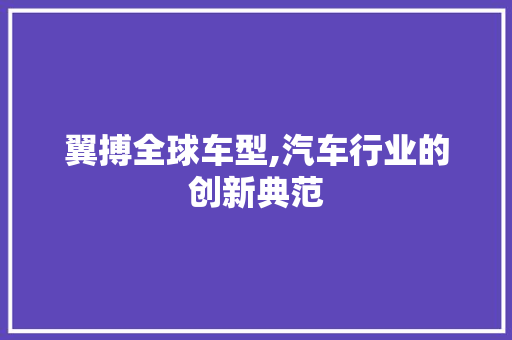 翼搏全球车型,汽车行业的创新典范