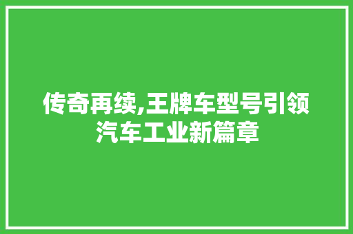 传奇再续,王牌车型号引领汽车工业新篇章
