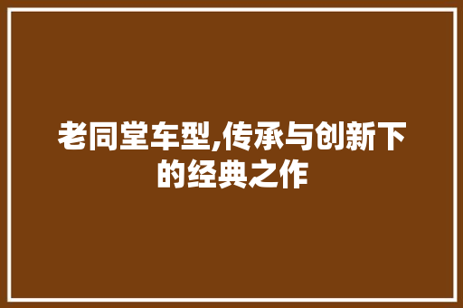 老同堂车型,传承与创新下的经典之作
