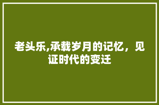 老头乐,承载岁月的记忆，见证时代的变迁