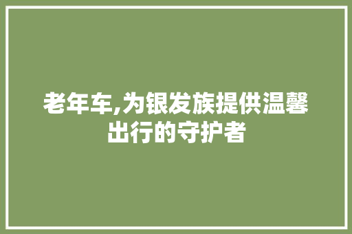 老年车,为银发族提供温馨出行的守护者