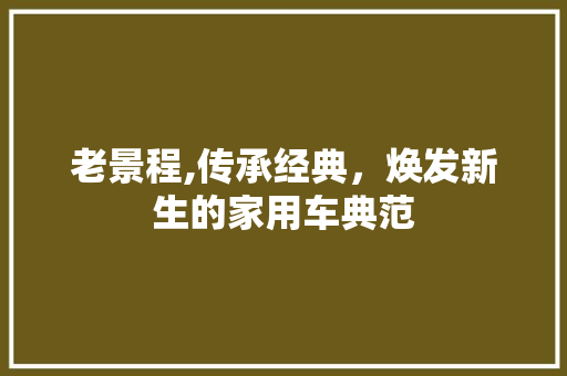 老景程,传承经典，焕发新生的家用车典范