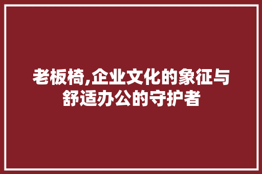 老板椅,企业文化的象征与舒适办公的守护者