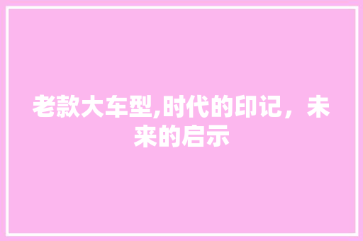老款大车型,时代的印记，未来的启示