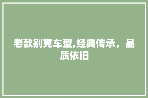 老款别克车型,经典传承，品质依旧