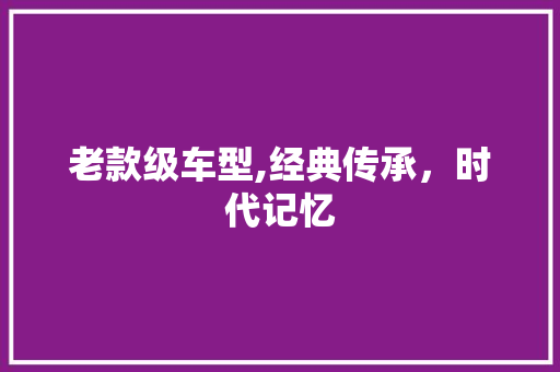 老款级车型,经典传承，时代记忆