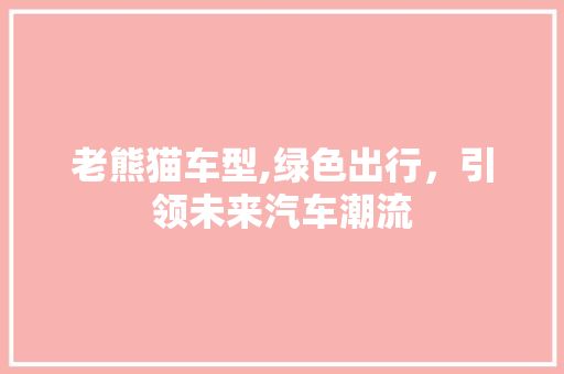 老熊猫车型,绿色出行，引领未来汽车潮流