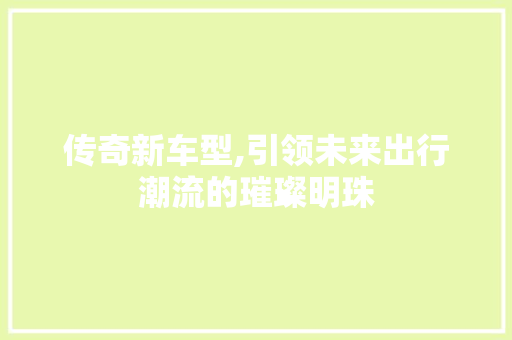 传奇新车型,引领未来出行潮流的璀璨明珠