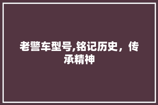 老警车型号,铭记历史，传承精神