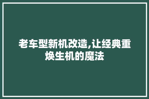 老车型新机改造,让经典重焕生机的魔法