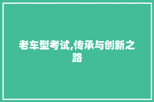 老车型考试,传承与创新之路