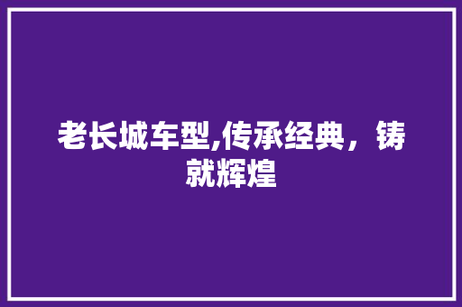 老长城车型,传承经典，铸就辉煌